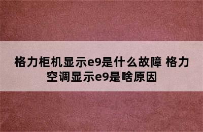 格力柜机显示e9是什么故障 格力空调显示e9是啥原因